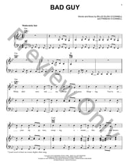 Bad Guy piano sheet music cover